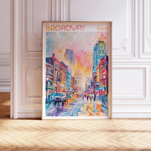 Broadway Nashville Travel USA For Traveler Destination Wall Decor Unframed Paper Print