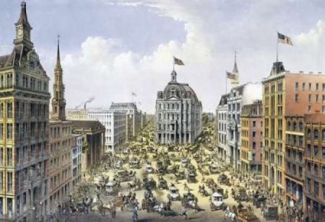 Broadway New York Canvas Art - Currier and Ives (12 x 18)