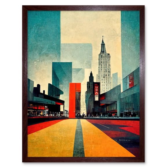 Broadway New York City Street Modern Cityscape Art Print Framed Poster Wall Decor 12x16 inch