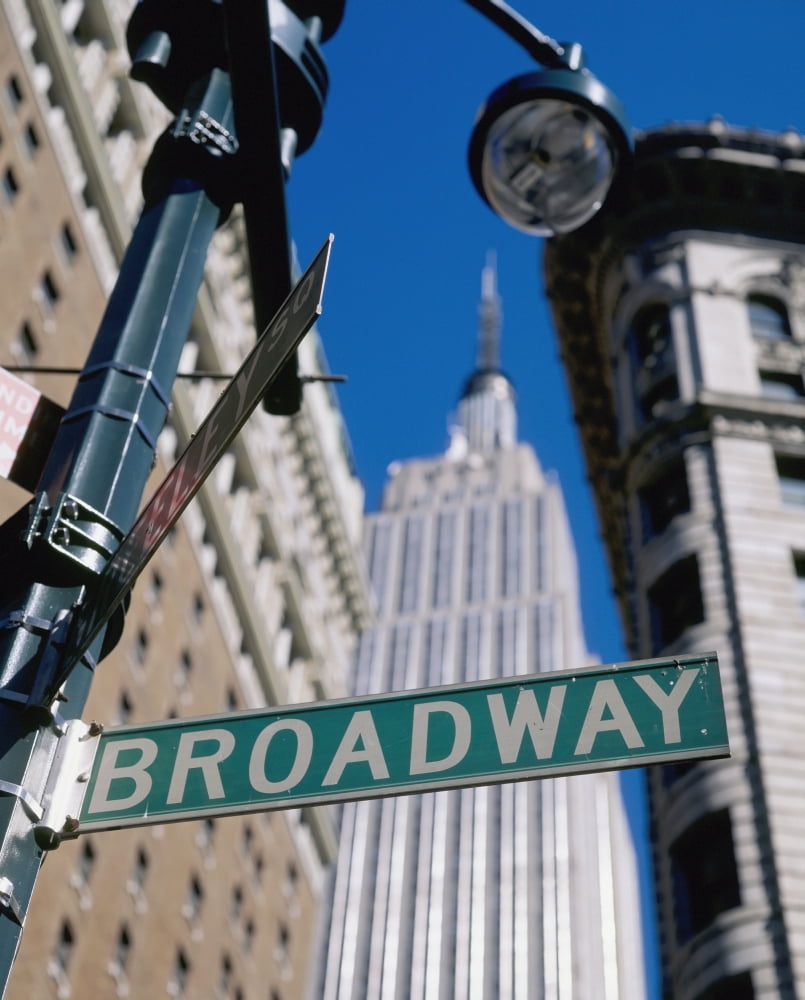 Broadway Sign And Empire State Building Canvas Art - Joe Beynon Design Pics (26 x 34)
