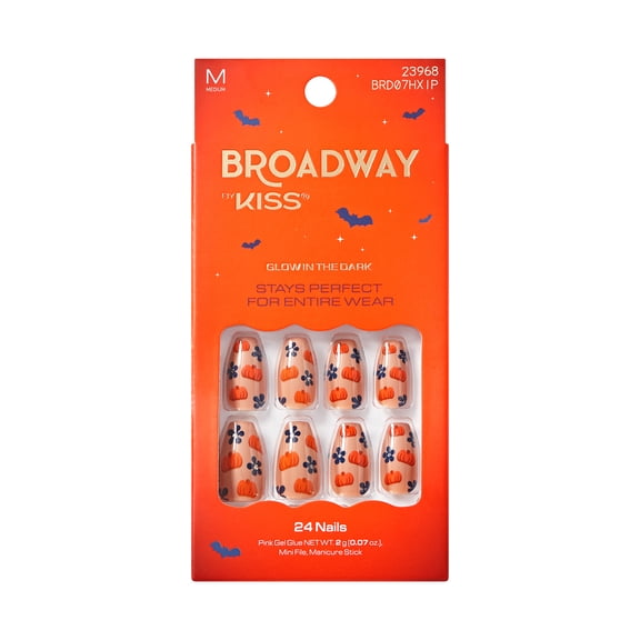Broadway by Kiss Press On Nails, Witchy Wishes, Orange, Medium Coffin, 24 Count