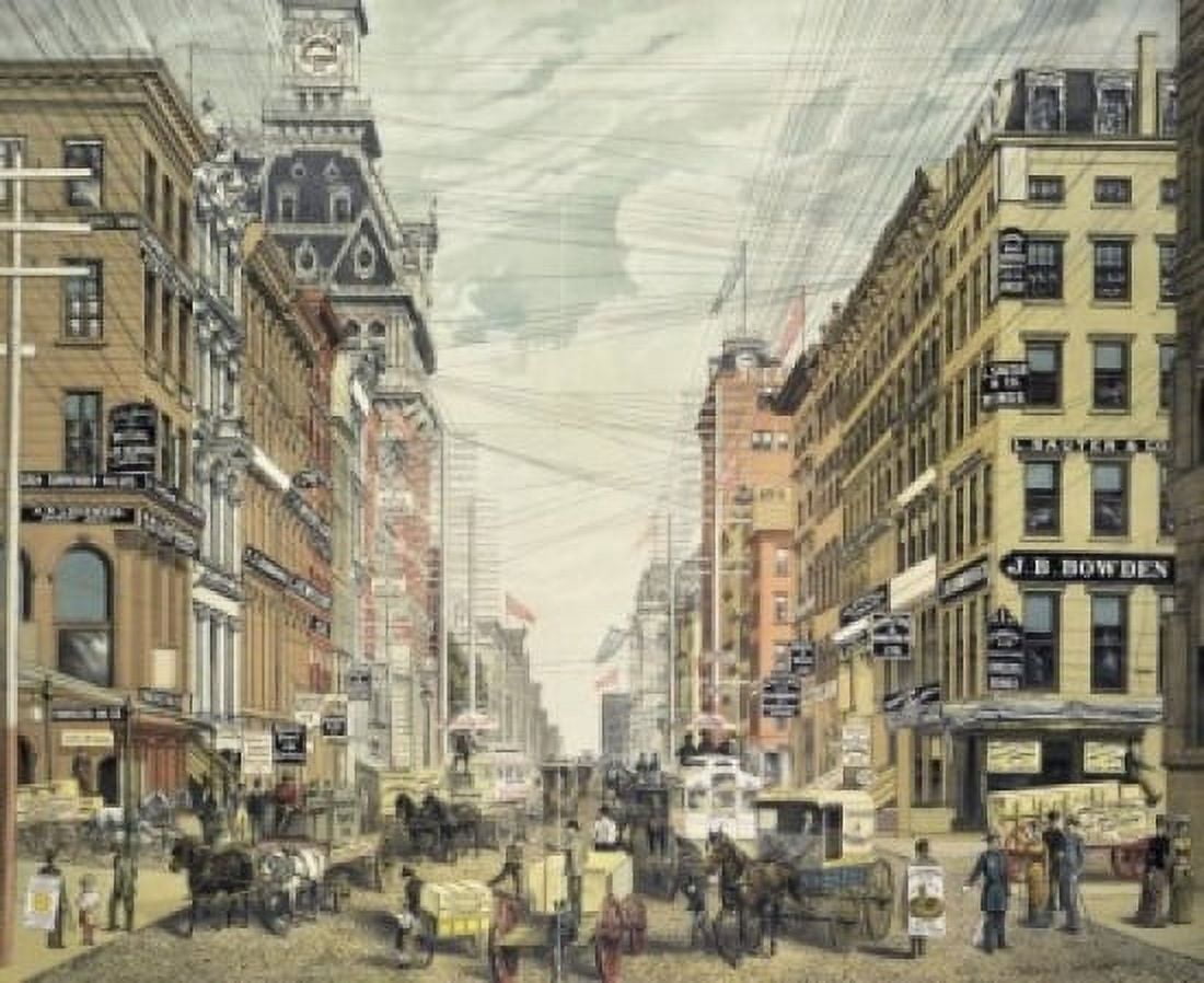 Broadway from Cortland Street and Maidin Lane 1886 Currier & Ives (Active 1857-1907 American) Canvas Art - Currier & Ives (24 x 36)