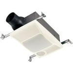 Broan 100HL Bathroom Fan, 100 CFM for 4" Ducts w/100W Max Incandescent Light (Not Included) & Heater - White