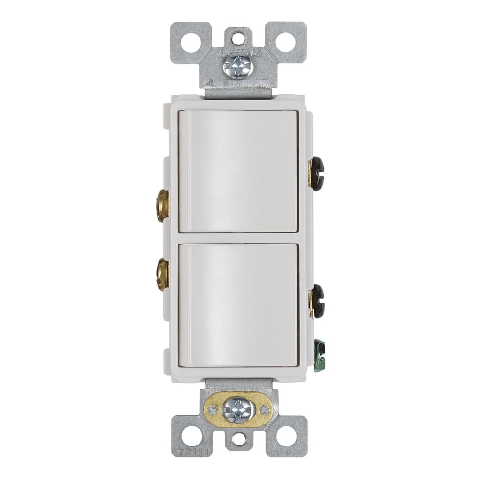 White Dual-Rocker Switch for Bathroom Fan and Light Control