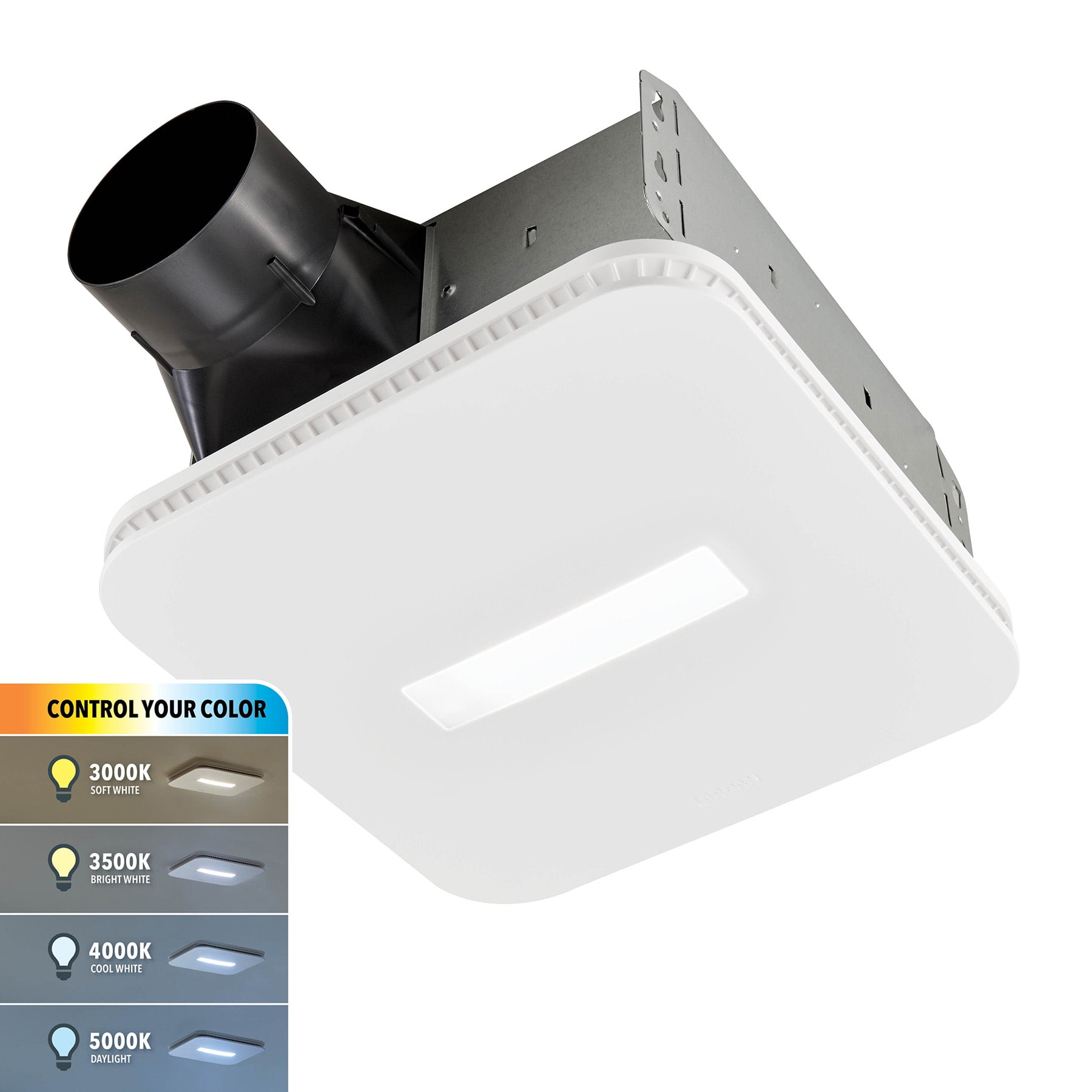 White LED Ceiling and Wall Mount Bathroom Exhaust Fan