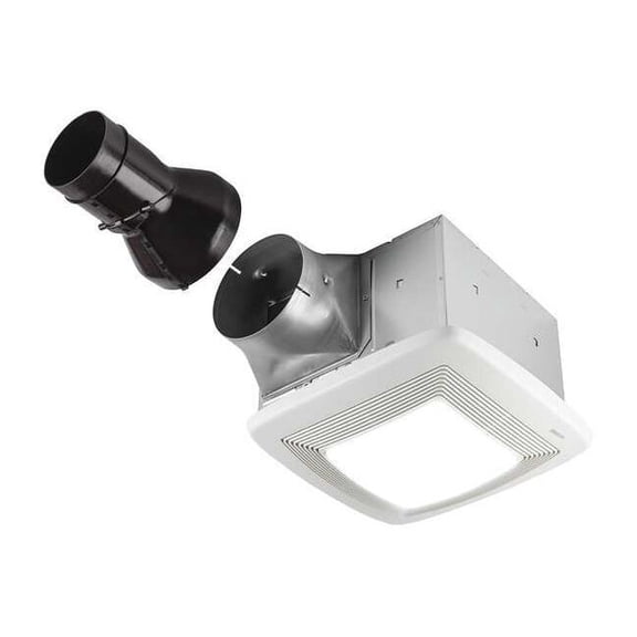 Ceiling Bathroom Fan, 80 cfm cfm, 4 in Duct Dia., 120V AC, Energy Star Certified