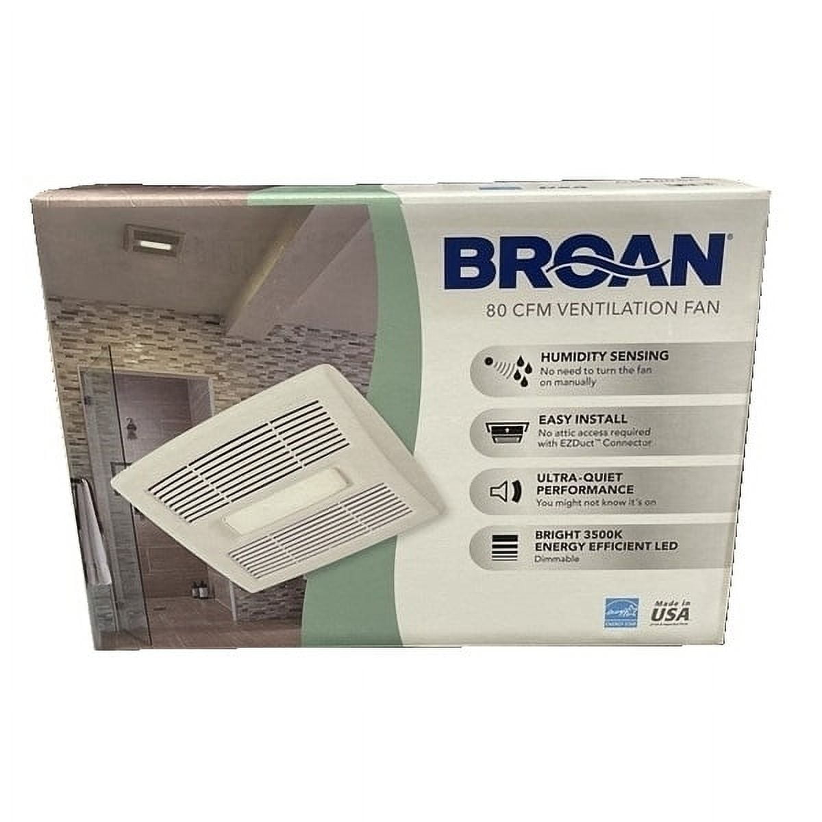 Broan Humidity Sensing Bath Ventilation Fan with LED Light