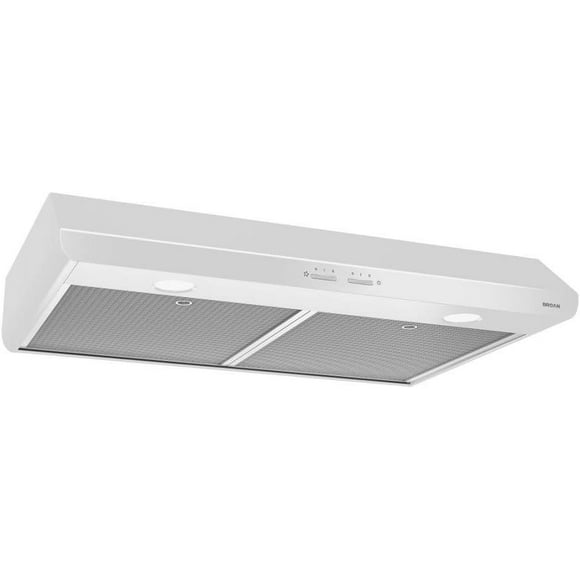 Broan-NuTone BKSH130WW Sahale 30-inch Under-Cabinet 4-Way Convertible Range Hood with 2-Speed Exhaust Fan and Light, 300 Max Blower CFM, White