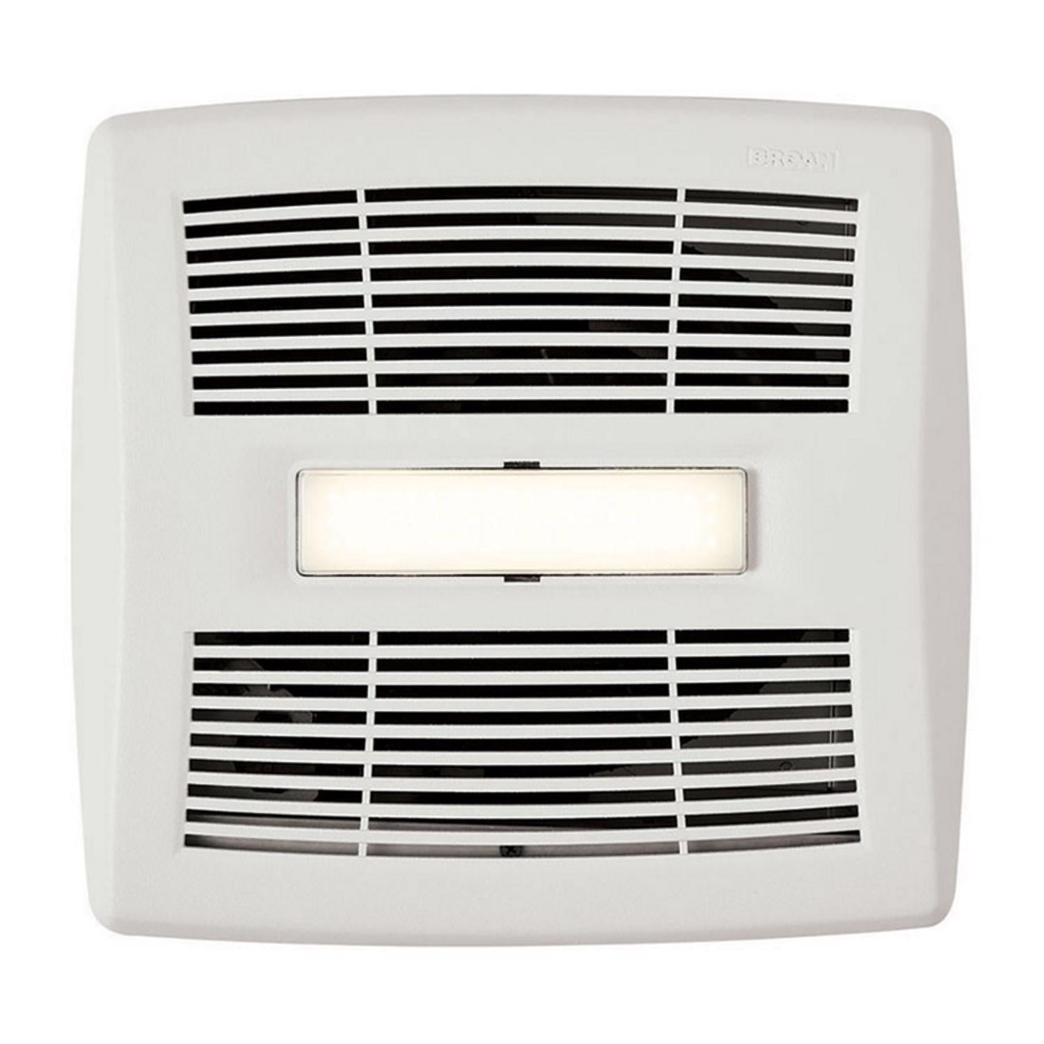 White Steel 110 CFM Ceiling Mount Bathroom Exhaust Fan with Light