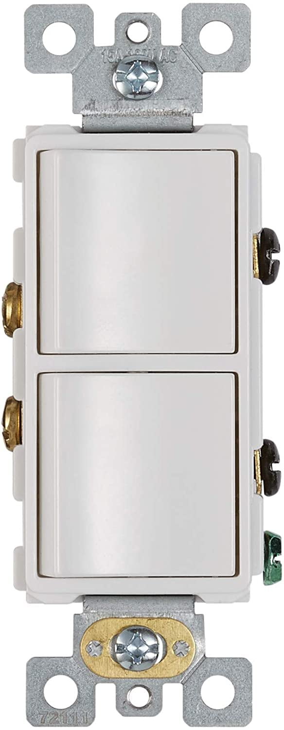 White Dual-Rocker Switch for Bathroom Fan and Light Control