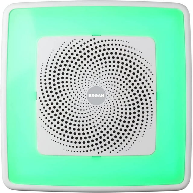 Broan-NuTone SPK110RGBL ChromaComfort Bathroom Exhaust Fan with Sensonic Bluetooth Speaker and LED Light, White