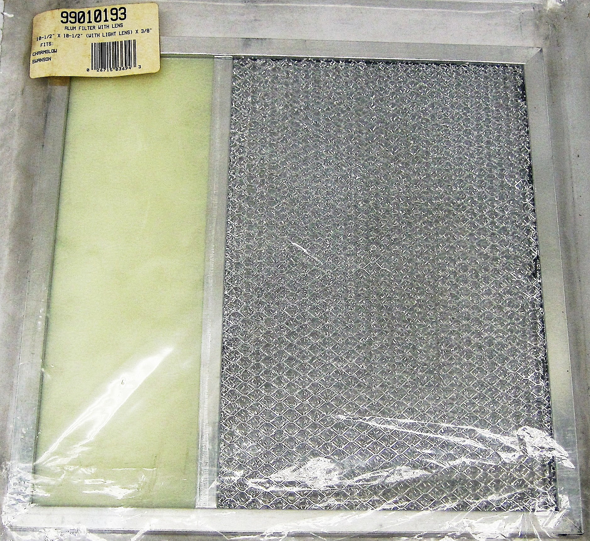 Broan Nutone Aluminum Range Hood Filter with Lens 99010193 10-1/2" X 10-1/2" X 3/8"