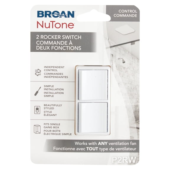 Broan-Nutone Broan 2-Function Rocker Switch for Bathroom Exhaust Fan - Pack of 2