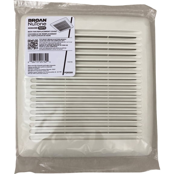 Broan Roomside 11-1/2 In. W. x 12 In. L. White Exhaust Fan Replacement Grille  Residential Use, Standard Application