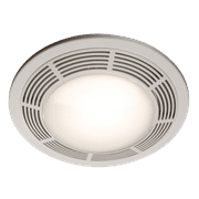 Broan Ventilation Fan w/ Light and Night Light, Round White Grille with Glass Lens, 100 CFM