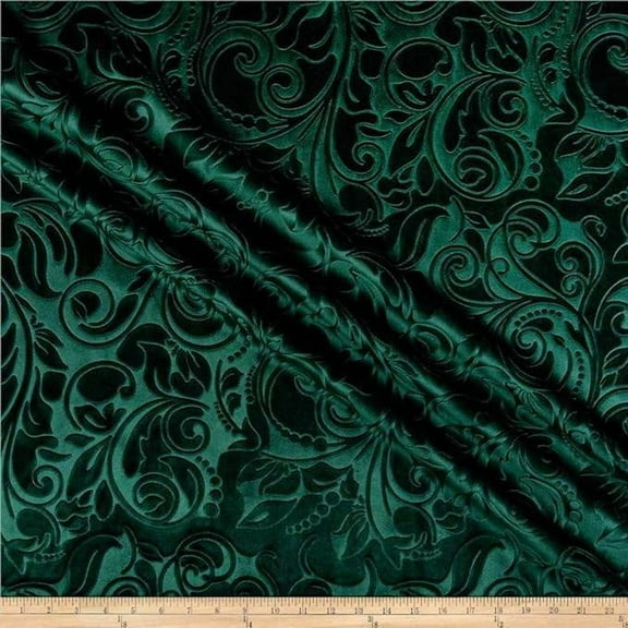Brocade Damask Velvet Fabric, 58 Inch in Width, Ideal Embossed Material for Home Decor, Forest / Cut by the Yard