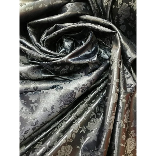 Brocade Roses Satin, 60" Wide, Sells by the Yard from Sal Tex Fabrics, Black