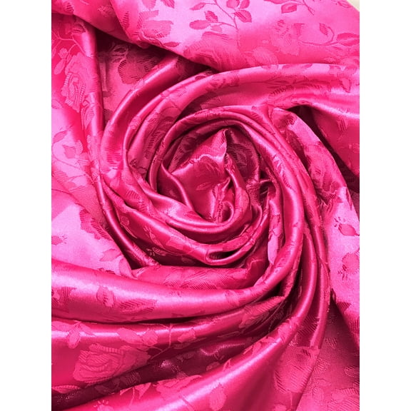 Brocade Roses Satin, 60" Wide, Sells by the Yard from Sal Tex Fabrics, Fuchsia