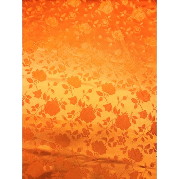 Brocade Roses Satin, 60" Wide, Sells by the Yard from Sal Tex Fabrics, Orange