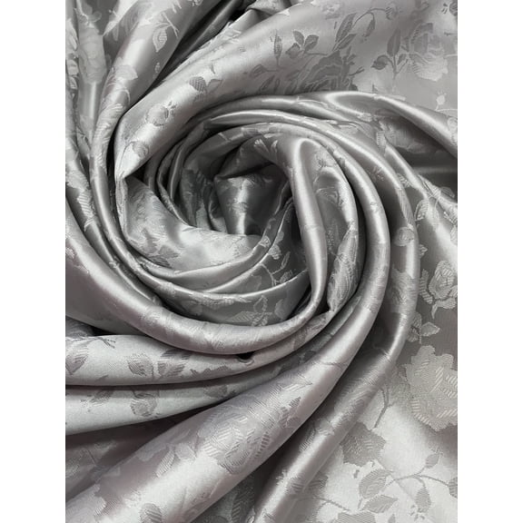Brocade Roses Satin, 60" Wide, Sells by the Yard from Sal Tex Fabrics, Silver