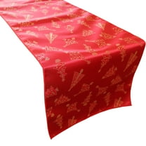 Brocade Table Runner Christmas Holiday Collection Glittery Trees Red