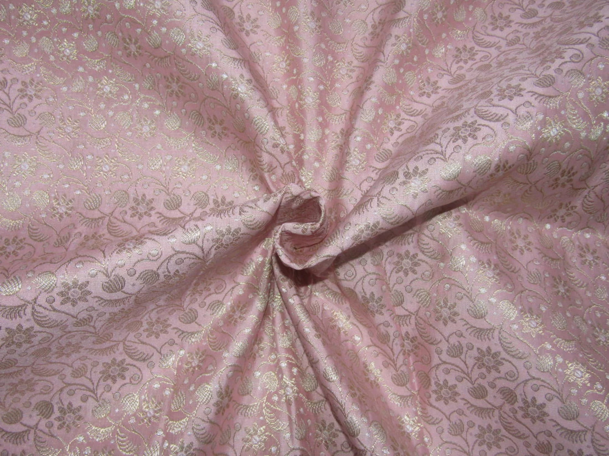 Pink Brocade Brocade fabric pink x metallic gold color 44