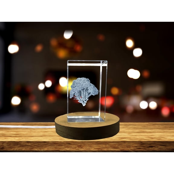 Broccoli 3D Engraved Crystal Kitchen Gift | Unique Vegetable Decor