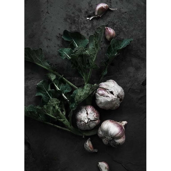 Broccoli And Garlic Print Wall Art, Modern Wall Decor For Living Room Bedroom, 16x24 UNFRAMED