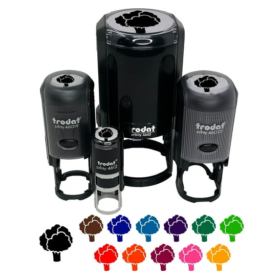 Broccoli Garden Vegetable Self-Inking Rubber Stamp Ink Stamper - Brown Ink - Medium 1 Inch