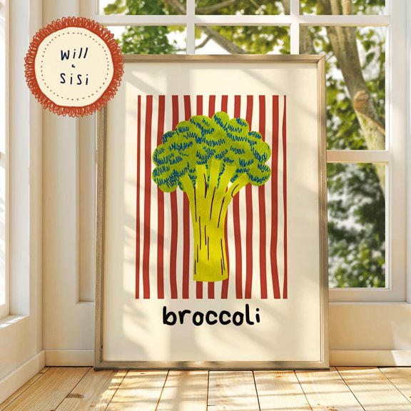Broccoli Kitchen Print Food Education Wall Art Printed & Shipped Kids Room Decor Vegetable Learning Poster | 04, Poster Only