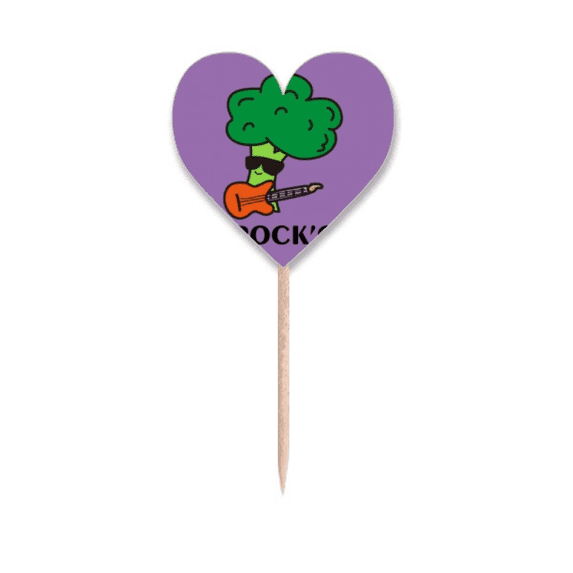 Broccoli Music Guitar Performance Toothpick Flags Heart Lable Cupcake Picks