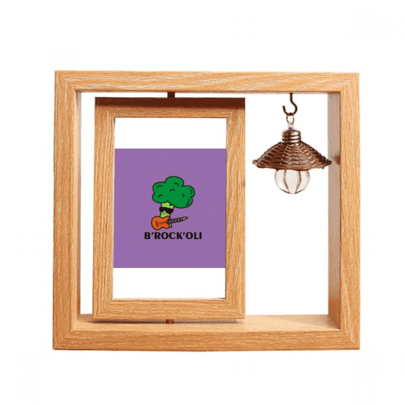 Broccoli Music Guitar Performance Wooden Rotating Picture Photo Frame 4x6