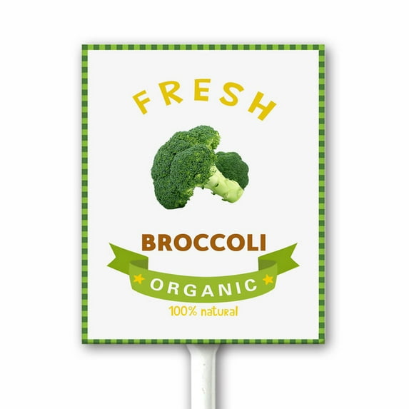 Broccoli Vegetable Garden Signs Metal Yard Sign With Stake Perfect for Herbs, Flowers, Vegetable Garden Decor for Farmhouse Rust Free Aluminum Sign With Stake 4.6X6 Inches