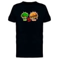thumbnail image 1 of Broccoli Vs Hamburger Cartoon T-Shirt Men -Image by Shutterstock, Male x-Large, 1 of 2