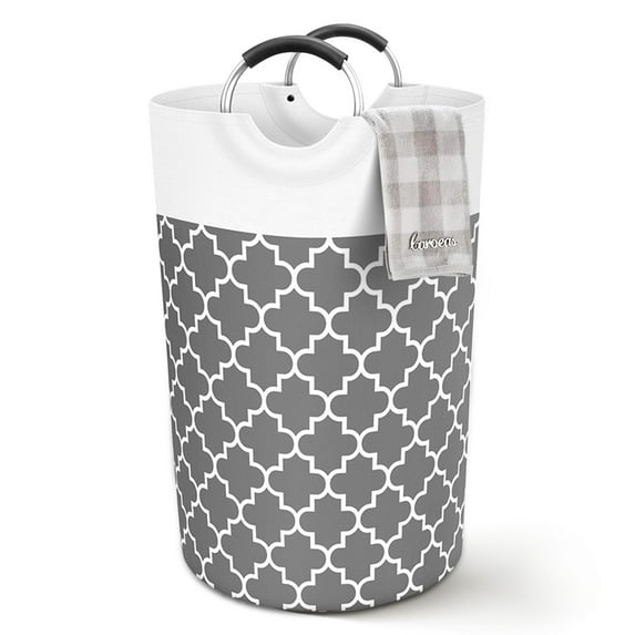 Brochao 82L Collapsible Laundry Basket, Large Laundry Hamper with Handles, Foldable Laundry Bags Waterproof for Bedroom Bathroom and Clothes Toy Storage, Gray