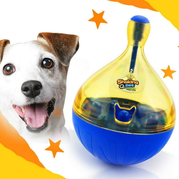Brochao Pet Slow Feeder Treat Tumbler Ball , Built-in Small Bell Interactive Toy,IQ Training, Blue
