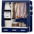thumbnail image 1 of Brochao Portable Closet, Wardrobe Closet Organizer with Hanging Rods, 3 Drawers & 4 Shelves Closet Organizer, Blue, 1 of 11