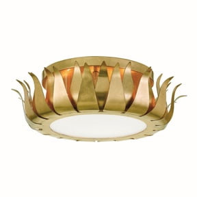 Crystorama Broche 3 Light Antique Gold Flush Mount Ceiling Lamp - 16'' W x 5.5'' H