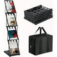 thumbnail image 1 of Brochure Display Stand Foldable Magazine Rack Metal Brochure Holder Literature Rack With Carrying Bag 4 Pockets Literature Stand For Exhibition Trade Show And Office Retail Store Black, 1 of 6