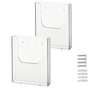 Brochure Display Stand Wall Mount, 2 Pcs Clear Flyer Holder with Screw, Literature Organizer Pamphlet Display Plastic Magazine Holders for Office, School, Hotel, Exhibition