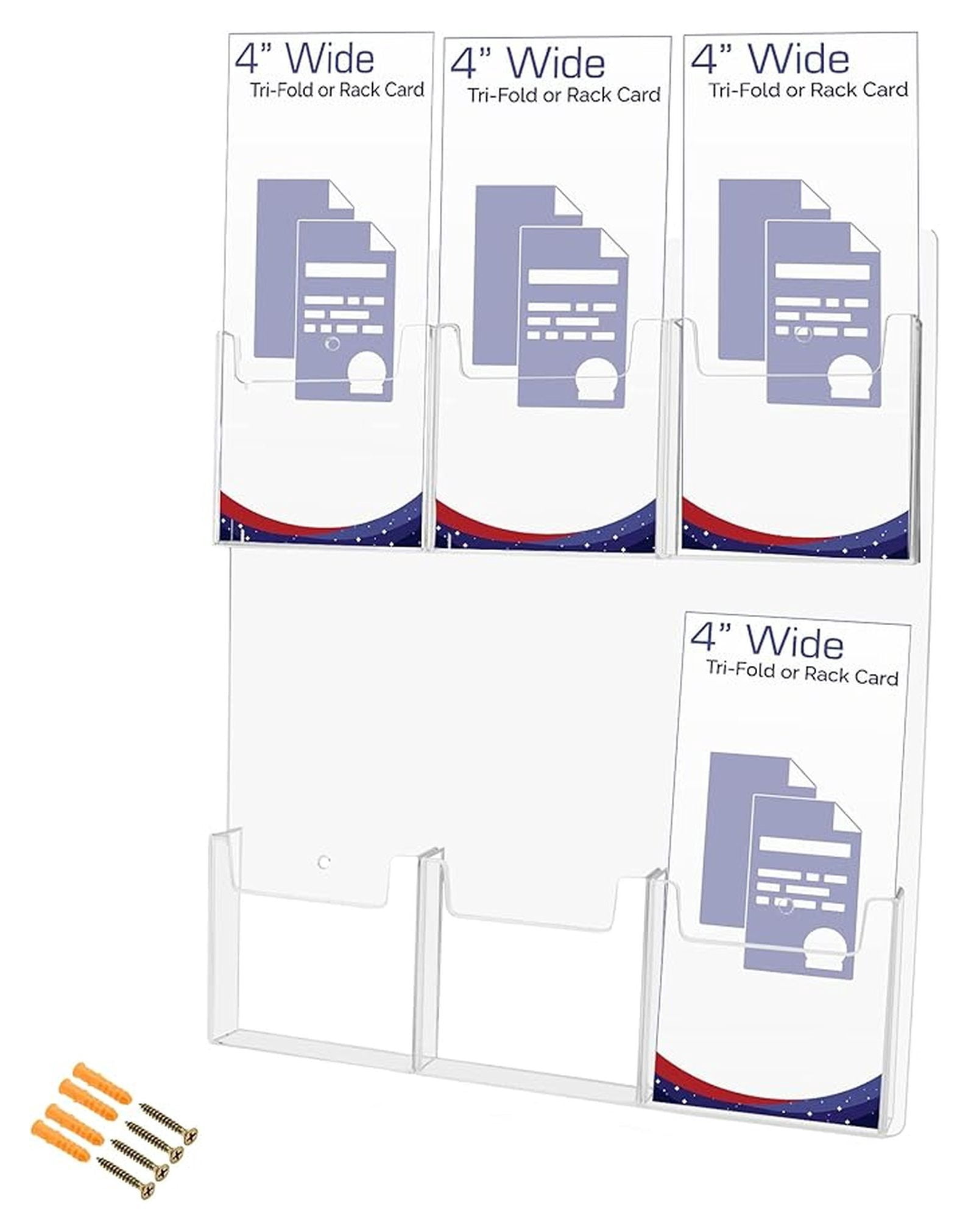 Brochure Holder 6 Pocket Clear Acrylic Organizer with Hanging for ...