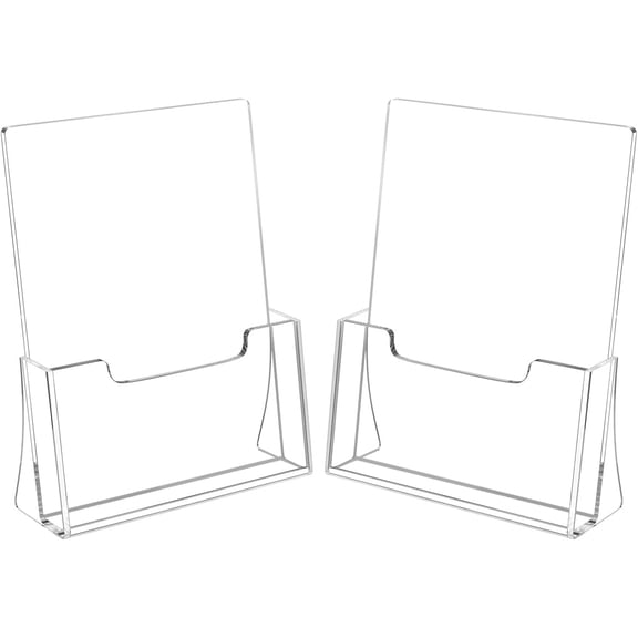 Brochure Holder 8.5 x 11 inches, Acrylic Flyer Holder with 2 Pack, Plastic Stands for Displaying Magazines, Pamphlets, Literature, Brochures, Booklets, Menu