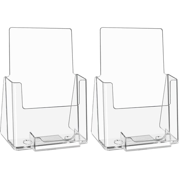 Brochure Holder With business card holder, 6 x 9 inches Clear Acrylic Literature Holder Plastic Flyer Display Stand