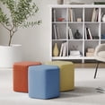 thumbnail image 1 of Simpli Home Brock 16 inch Wide Contemporary Irregular Footstool in Wedgewood Blue Linen Look Fabric, 1 of 10