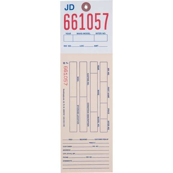 Brock 2-Part Inventory Tags Polyart & Manila Card Stock - 10 5/8 Inch x 3 1/4 With Reinforced Metal Eyelet - Includes Wire-Brock Ballpoint Pen-Brockmark Marker -1000 Tags/Box