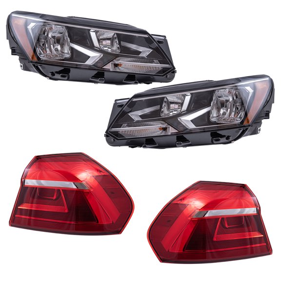Brock 8222-0023LRC4 Replacement Headlight-Tail Light 4pc Set For VW Passat