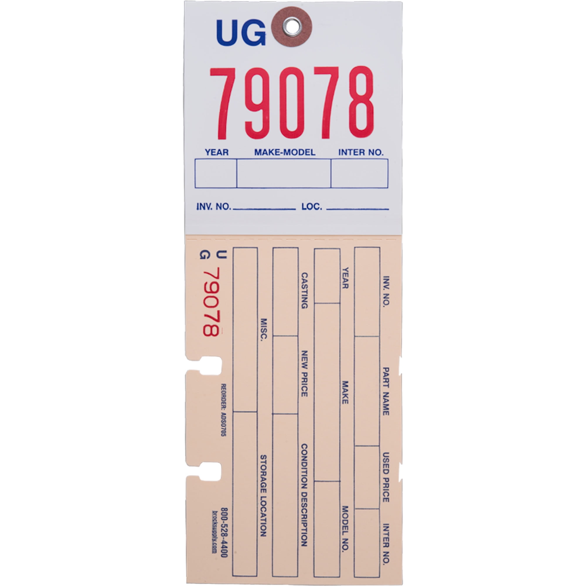 Brock ADS0705 2-Part Inventory Tags Polyart-Manila 1000/Box - Walmart.com