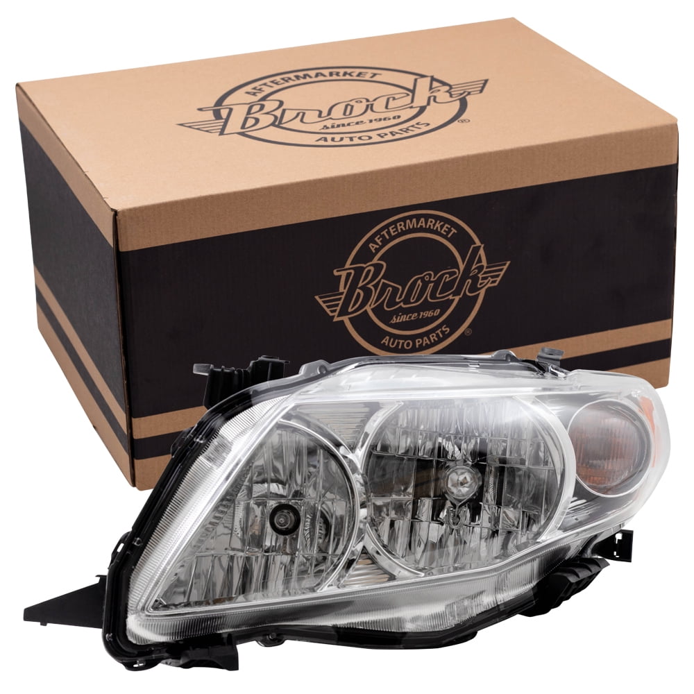 Brock Aftermarket Replacement Driver Left Halogen Combination Headlight  Assembly Compatible With 2009-2010 Toyota Corolla Base/CE/L/LE