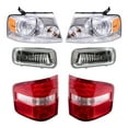 thumbnail image 1 of Brock Aftermarket Replacement Driver Left Passenger Right Halogen Combination Headlights with Chrome Bezel-Rectangular Fog Lights -Tail Lights 6 Piece Set Compatible with 2004-2006 Ford F-150, 1 of 9