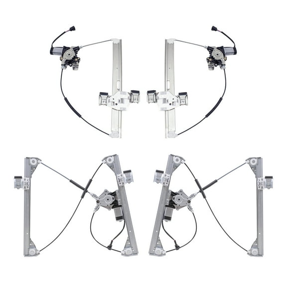 Brock Aftermarket Replacement Driver Left Passenger Right Power Window Regulators with Motor 4 Piece Set Compatible with 2003-2009 Humer H2
